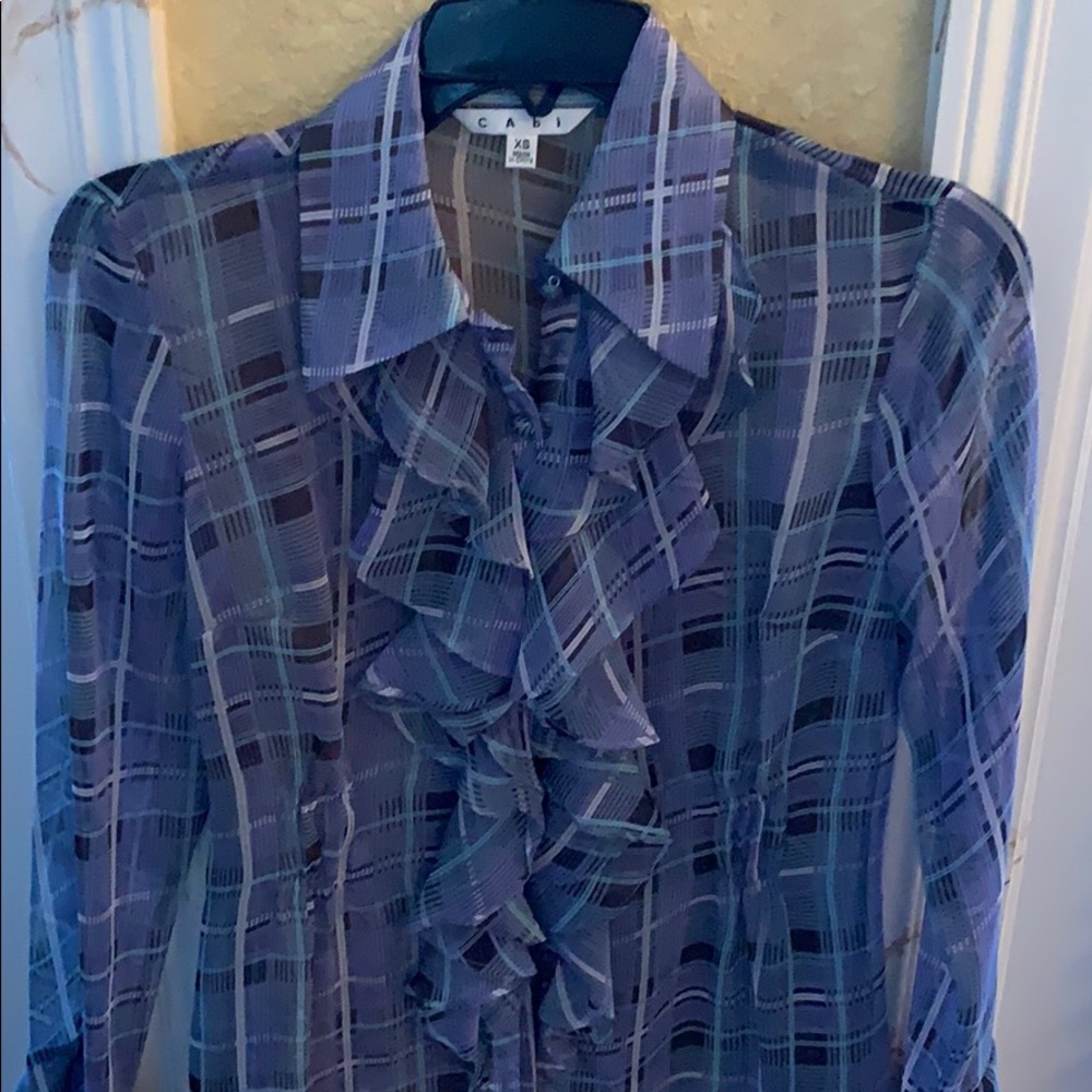 Cabi sheer plaid blouse.